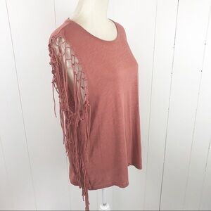 Tokyo Darling Fringe sleeve boho shirt pink XL